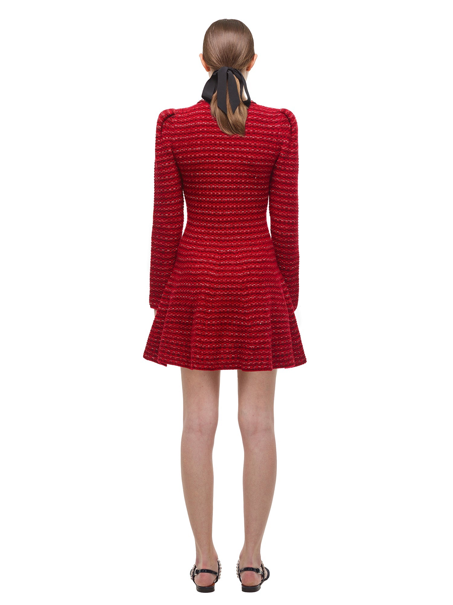 Red Melange Knit Mini Dress | self ...